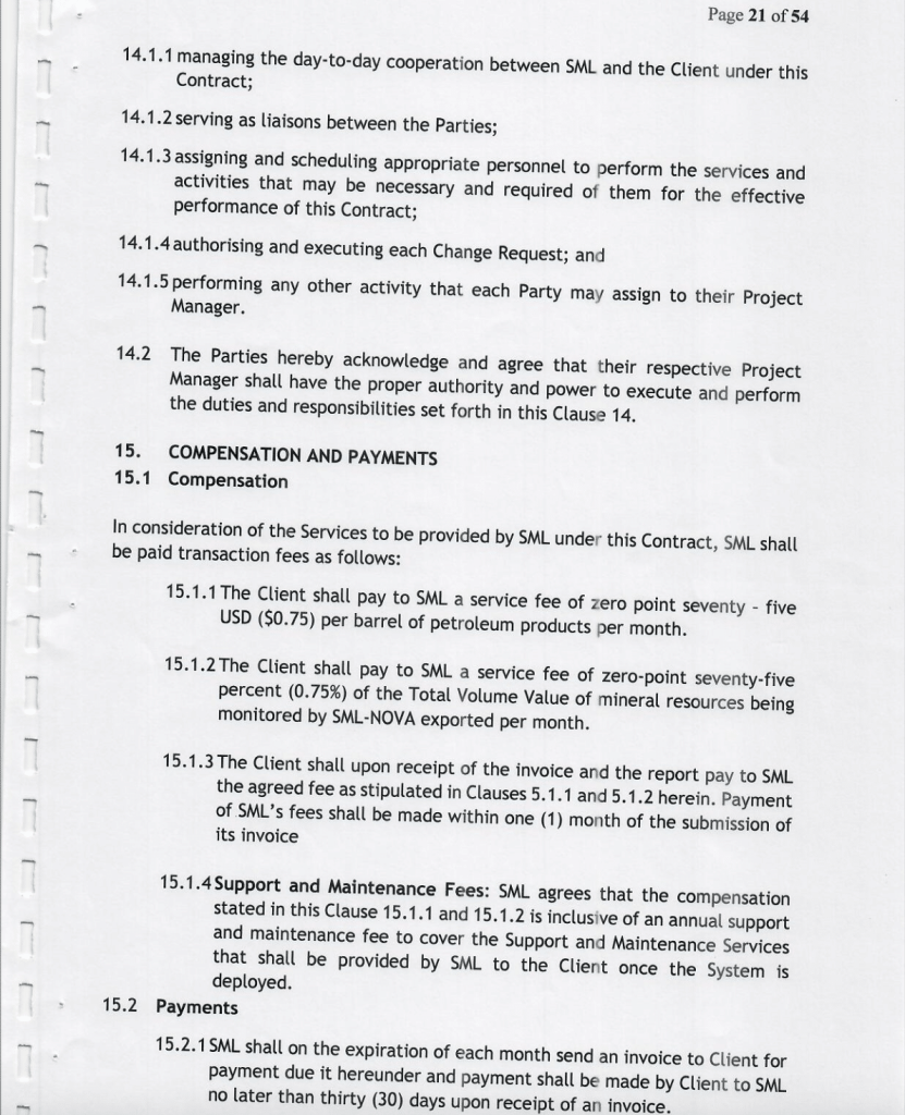 What SML would be paid for the upstream petroleum sector and the gold mining sectors