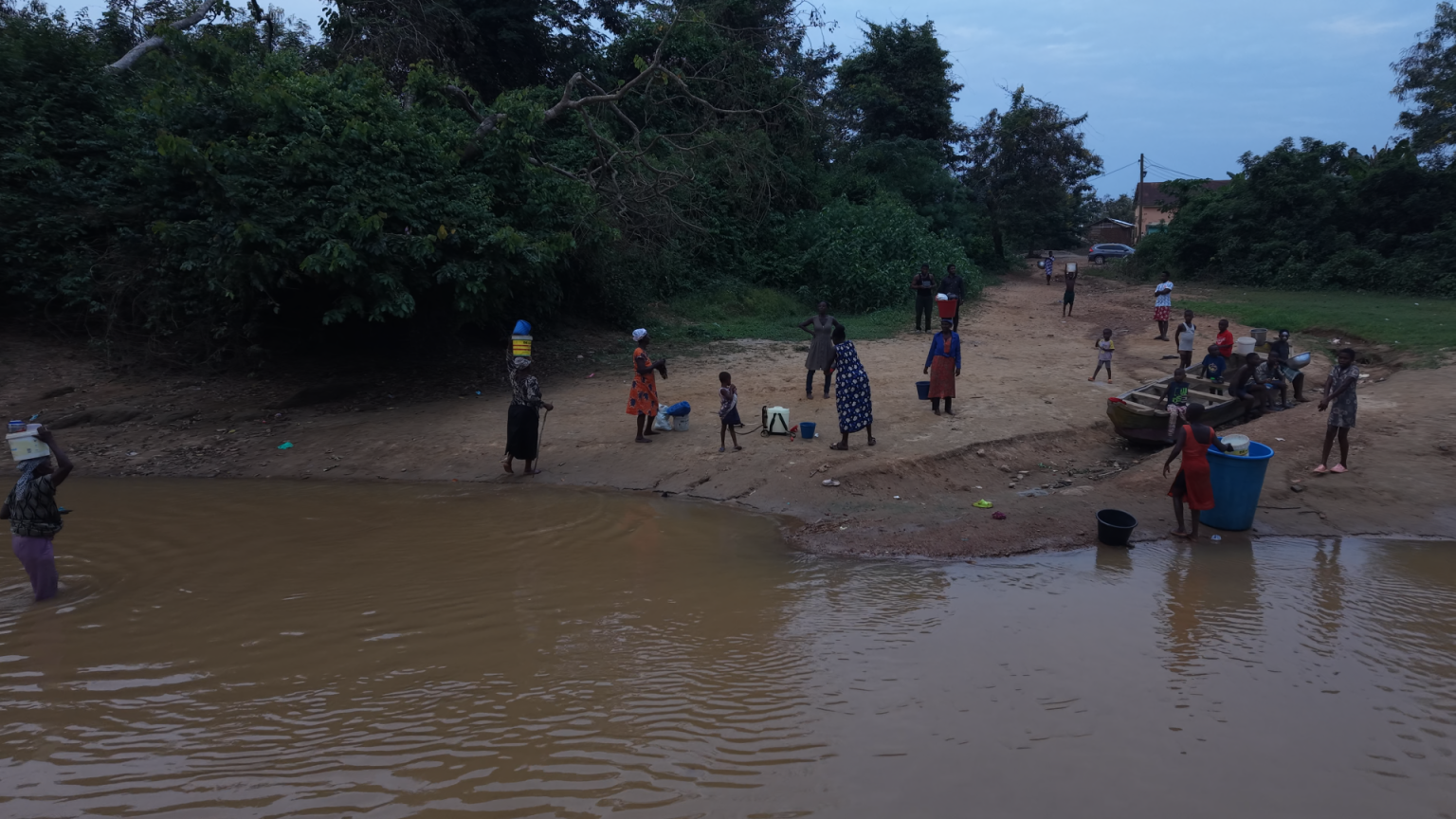 Ayensuadze Locals Fetching Water from Polluted Ayensu River