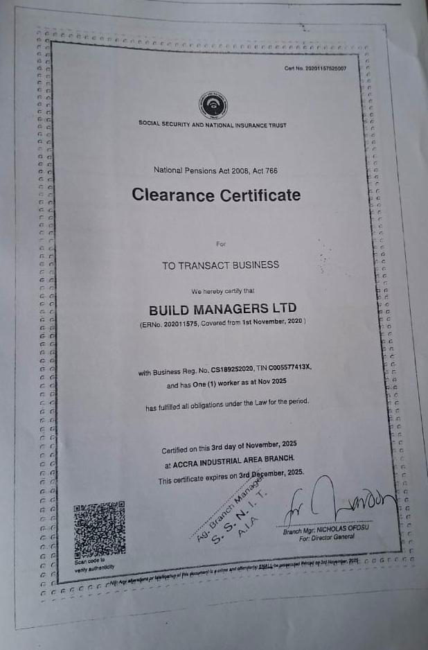 Build SSNIT cert